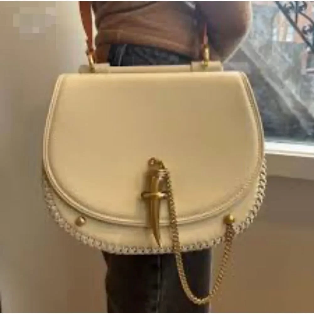 Sancia Babylon Bar Tooth Bag in Ecru & Whiskey